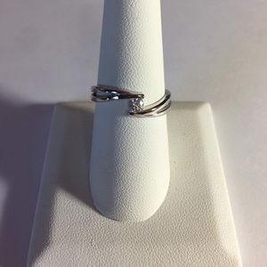 Sterling Silver Clear Single CZ Stone Ring